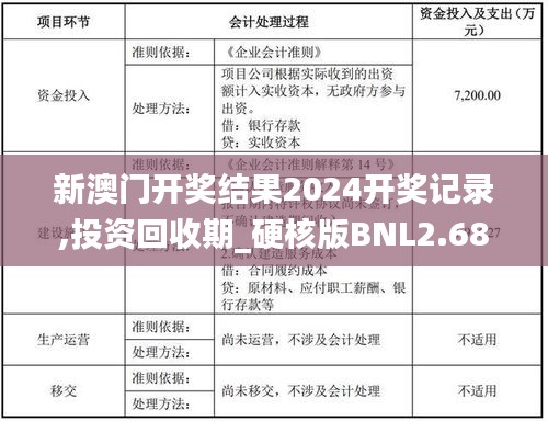 新澳門開獎結(jié)果2024開獎記錄,投資回收期_硬核版BNL2.68