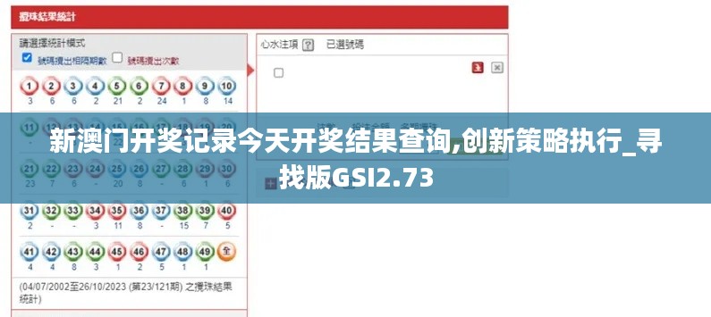 新澳門開獎記錄今天開獎結(jié)果查詢,創(chuàng)新策略執(zhí)行_尋找版GSI2.73