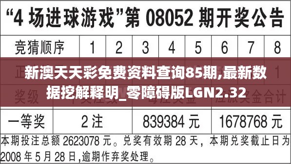 新澳天天彩免費資料查詢85期,最新數(shù)據(jù)挖解釋明_零障礙版LGN2.32