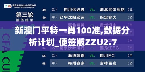 新澳門平特一肖100準,數據分析計劃_便簽版ZZU2.7