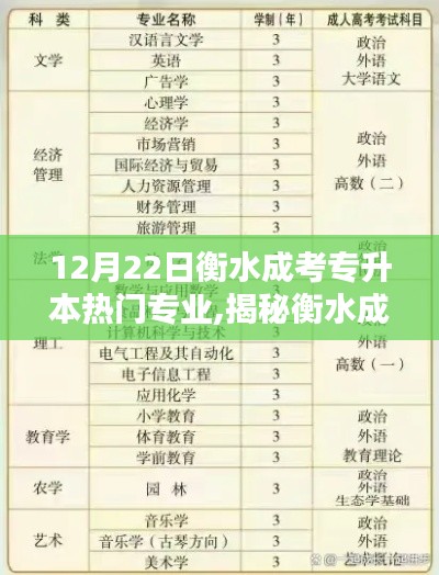 揭秘衡水成考專升本熱門專業，聚焦點分析，12月22日專業榜單揭曉