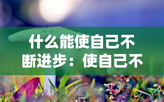 什么能使自己不斷進步：使自己不斷地進取 