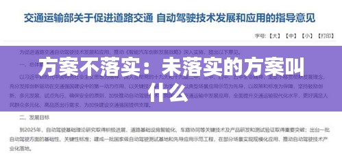 方案不落實：未落實的方案叫什么 