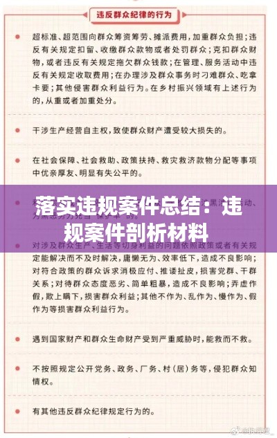 落實違規(guī)案件總結：違規(guī)案件剖析材料 