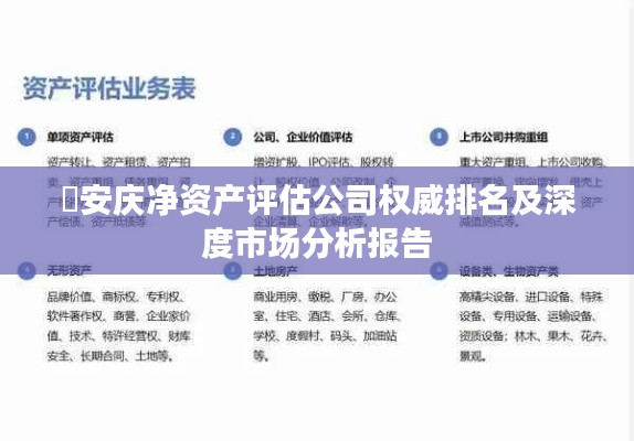 ?安慶凈資產(chǎn)評(píng)估公司權(quán)威排名及深度市場(chǎng)分析報(bào)告